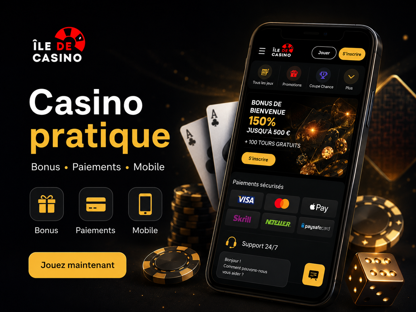 Ile de Casino mobile cashier and payment screen