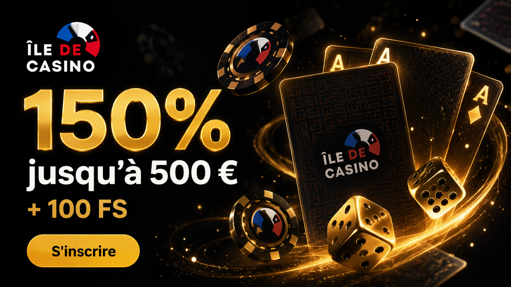 Ile de Casino welcome bonus 150 percent 500 EUR and 100 free spins